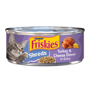 Friskies Shreds Turkey & Cheese Dinner in Gravy Adult Wet Cat Food 5.5oz - Donations