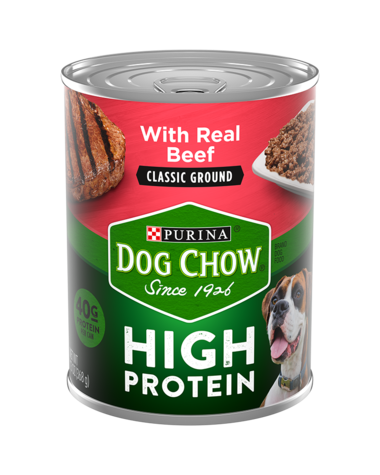 Purina Dog Chow High Protein Classic Ground Wet Dog Food with Beef 13oz - Donations