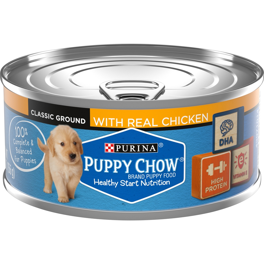 Purina Puppy Chow Wet Canned Puppy Dog Food with Real Chicken 5.5oz - Donations