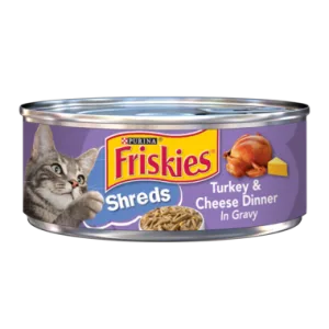 Friskies Shreds Turkey & Cheese Dinner in Gravy Adult Wet Cat Food 5.5oz